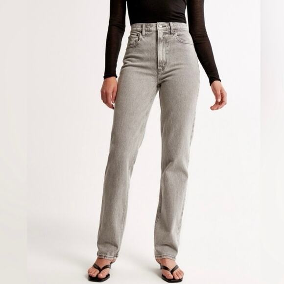 Abercrombie & Fitch Denim - Abercrombie & Fitch 90's straight ultra high rise gray acid wash jeans 37 24 L